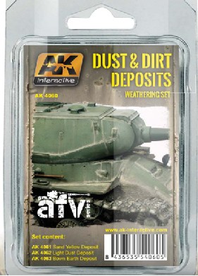 Image 0 of AK Interactive Dust & Dirt Deposits Weathering Enamel Paint Set (3 Colors) 35ml 