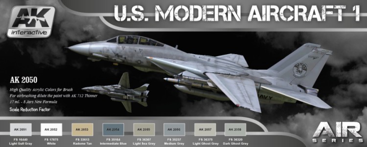 AK Interactive Air Series: US Modern Aircraft 1 Colors Acrylic Paint Set (8  Colo