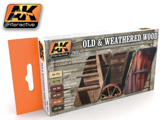 AK Interactive Old & Weathered Wood Vol.1 Acrylic Paint Set (6 Colors) 17ml  Bott