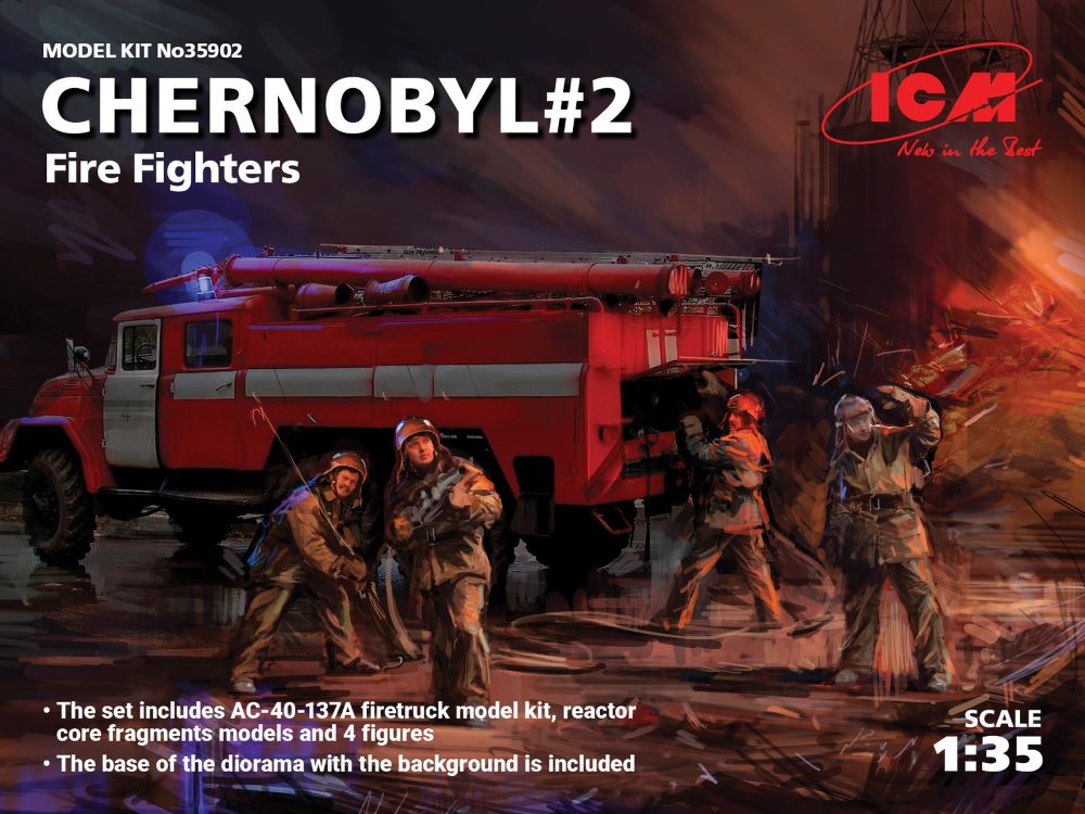 1/35 Chernobyl #2: Fire Fighter Diorama Set (AC40-137A fire truck, 4 figures, base)